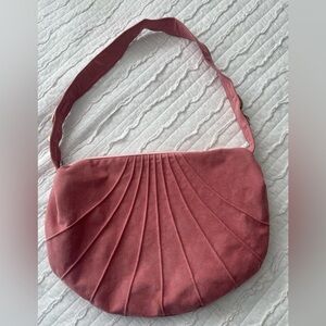 Vintage mauve faux suede shoulder bag